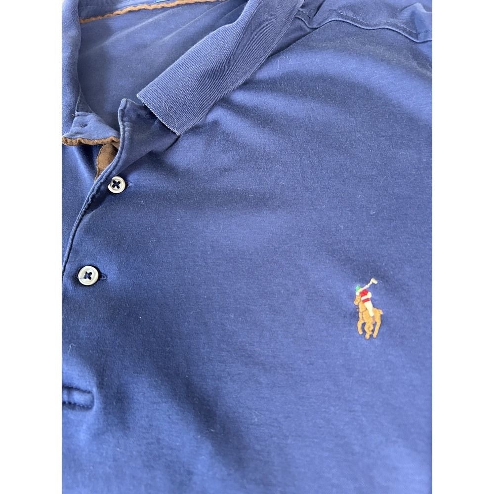 Polo Ralph Lauren Blue Long Sleeve Polo Shirt Size 3xb  1/4‎ Button